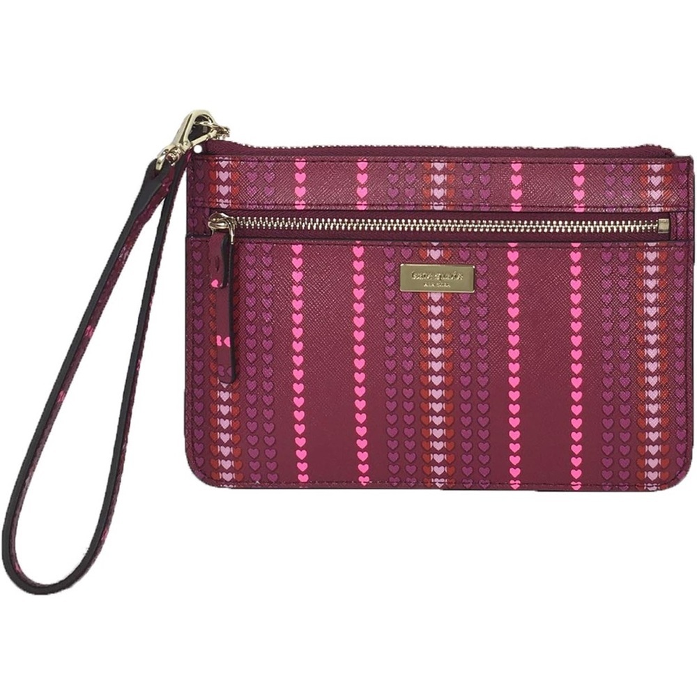 KATE SPADE Shore Street Heart Stripe Tini Clutch with Wrist Strap
